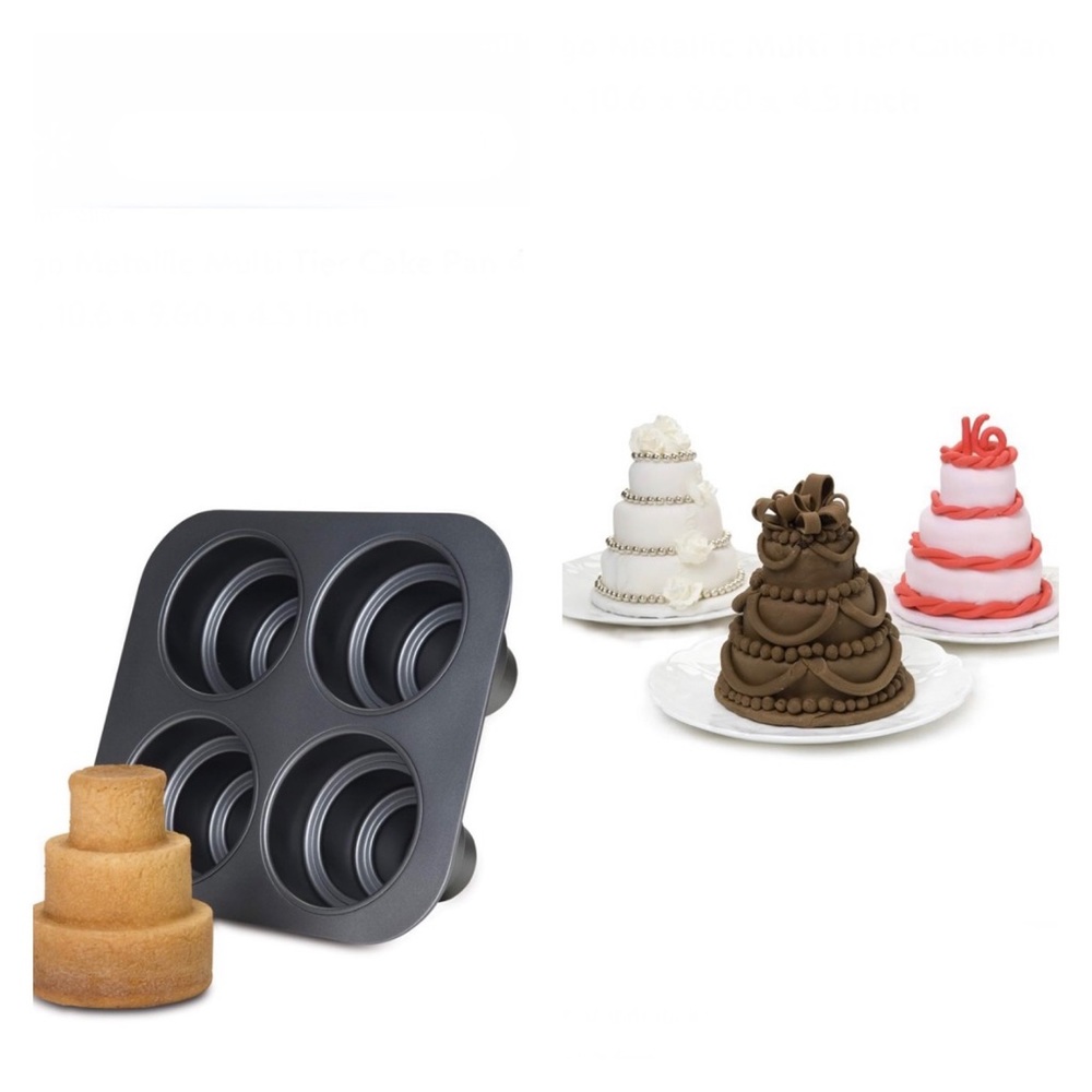 Chicago Metallic Multi Tier Cake Pan 4 Cavity, 10.6 x 9.60 x 4.5 Inch